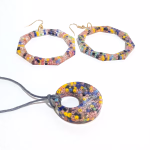 aretes y collar mostacilla