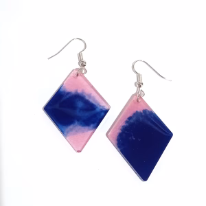 aretes diamante rosa y azul